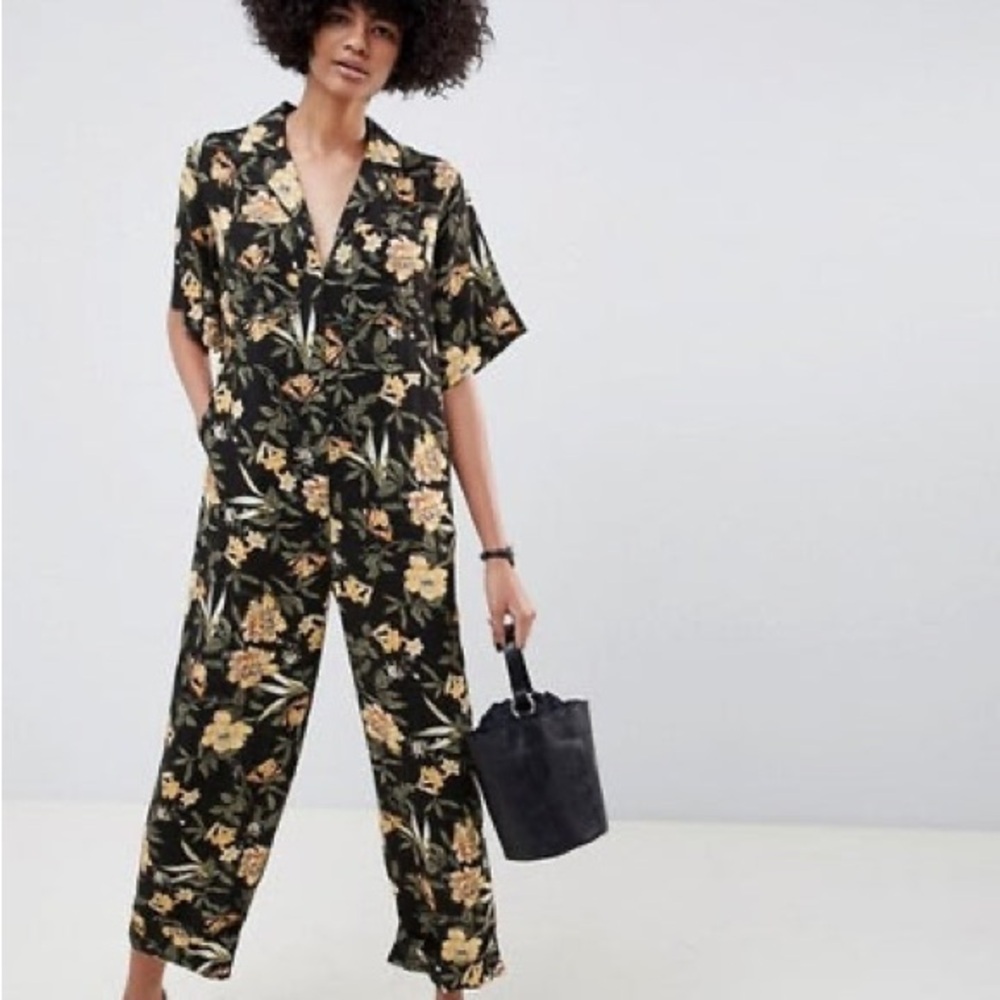 ASOS Black Floral Jumpsuit